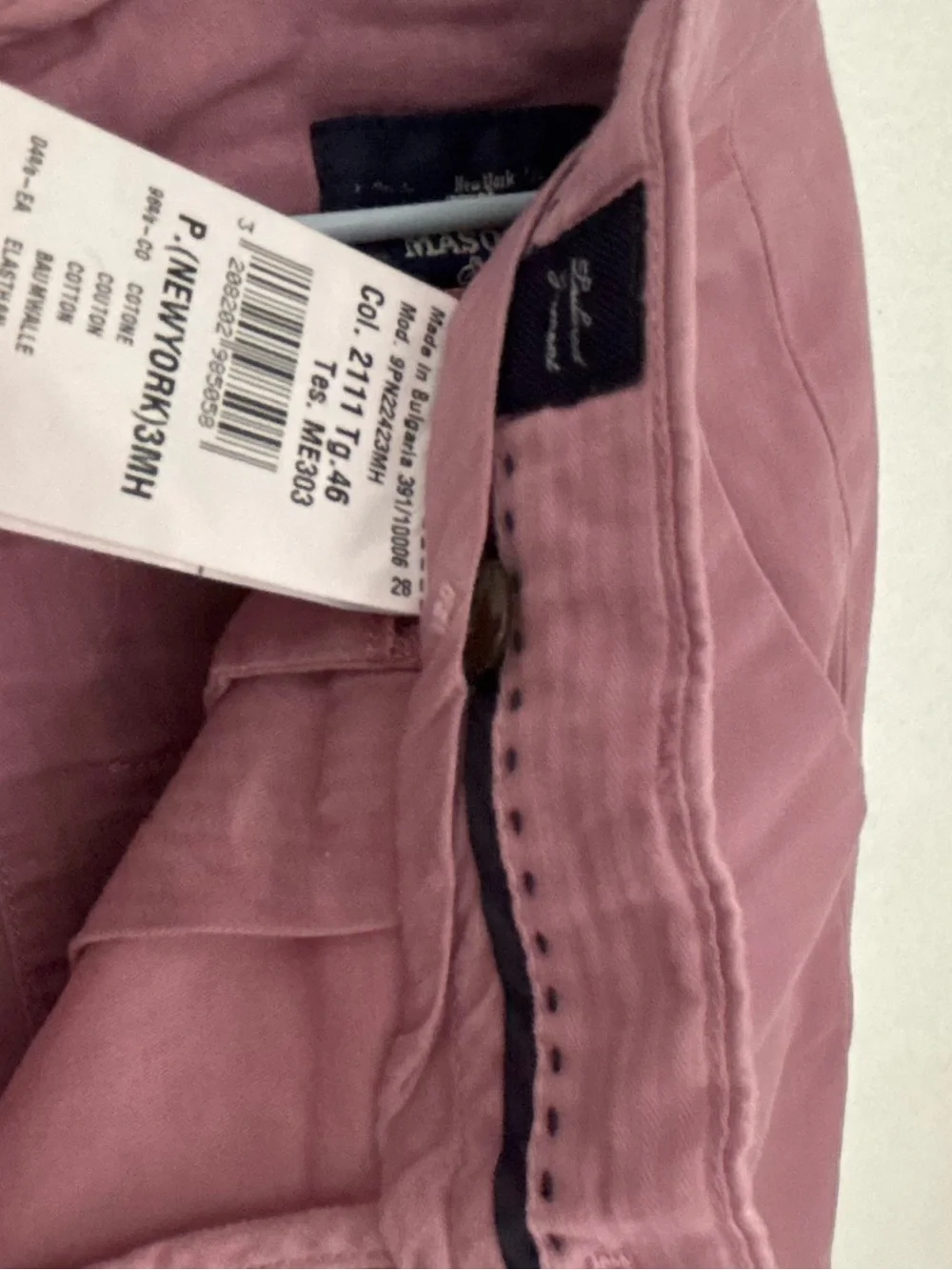 Mason's New York Men's Pink Cotton Chino Pants Made in Bulgaria- Size 46